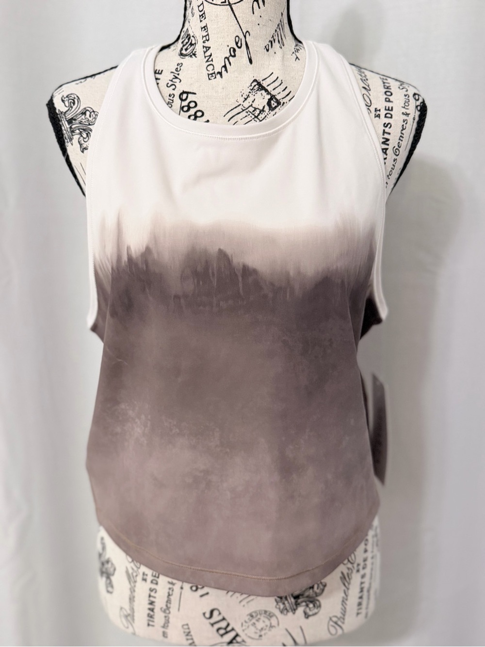 Athleta Shanti Watercolor Stripe Crop Tank Top Brown Ombre Powervita XL 568115
